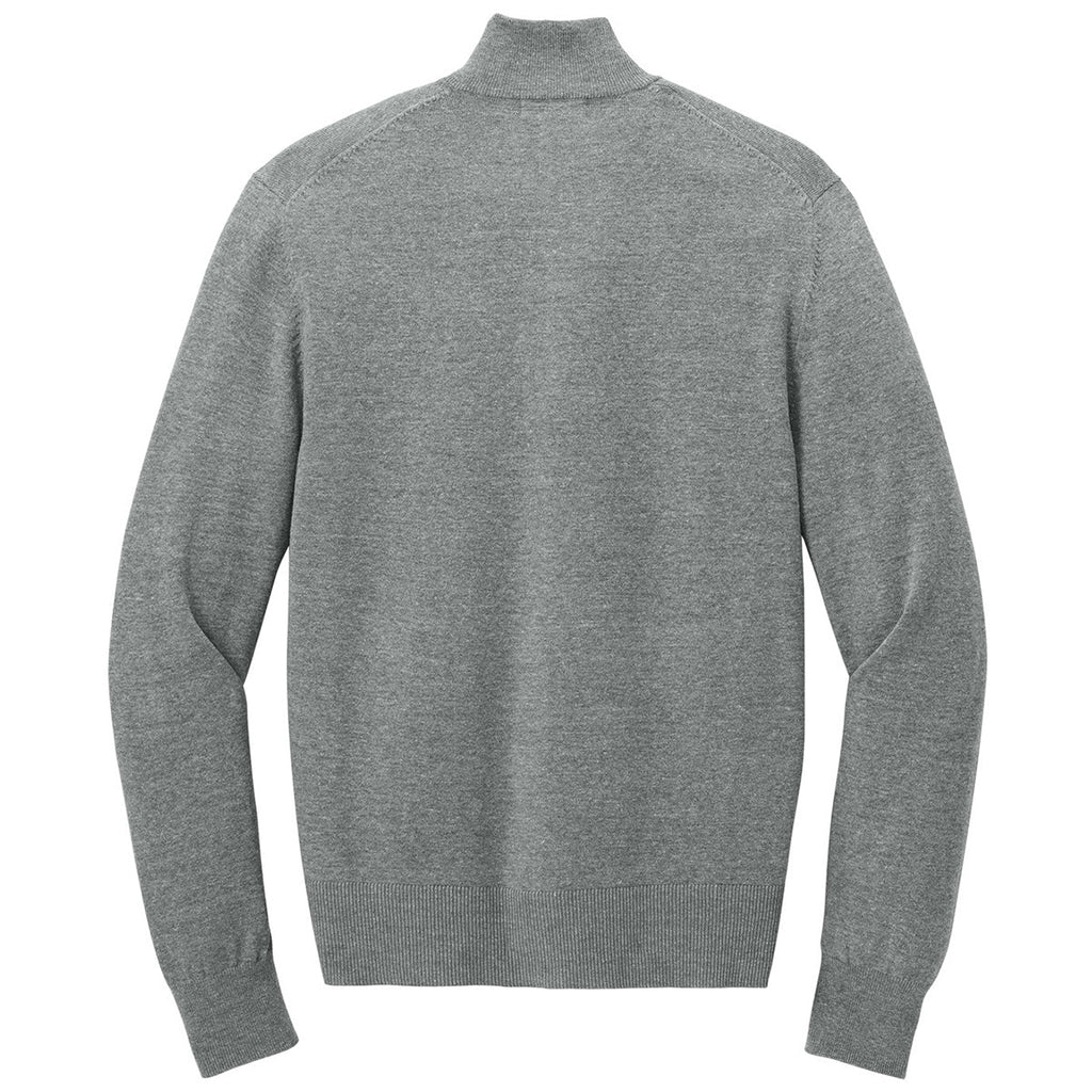 Port Authority Men's Medium Heather Grey Easy Care Full-Zip Sweater