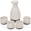 True Cream Fervor 5-Piece Hand Painted Ceramic Sake Set