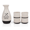 True Cream Fervor 5-Piece Hand Painted Ceramic Sake Set