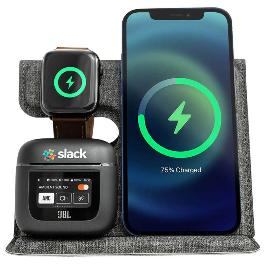 Tangelo Grey ChargePro 3 in 1 Foldable Wireless Charger