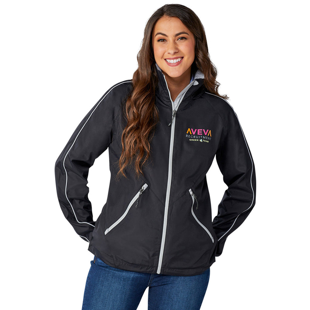 Elevate Women's Black/Silver Rincon Eco Packable Jacket