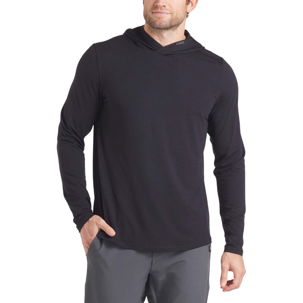 UNRL Men's Black Ultra Hooded Long Sleeve