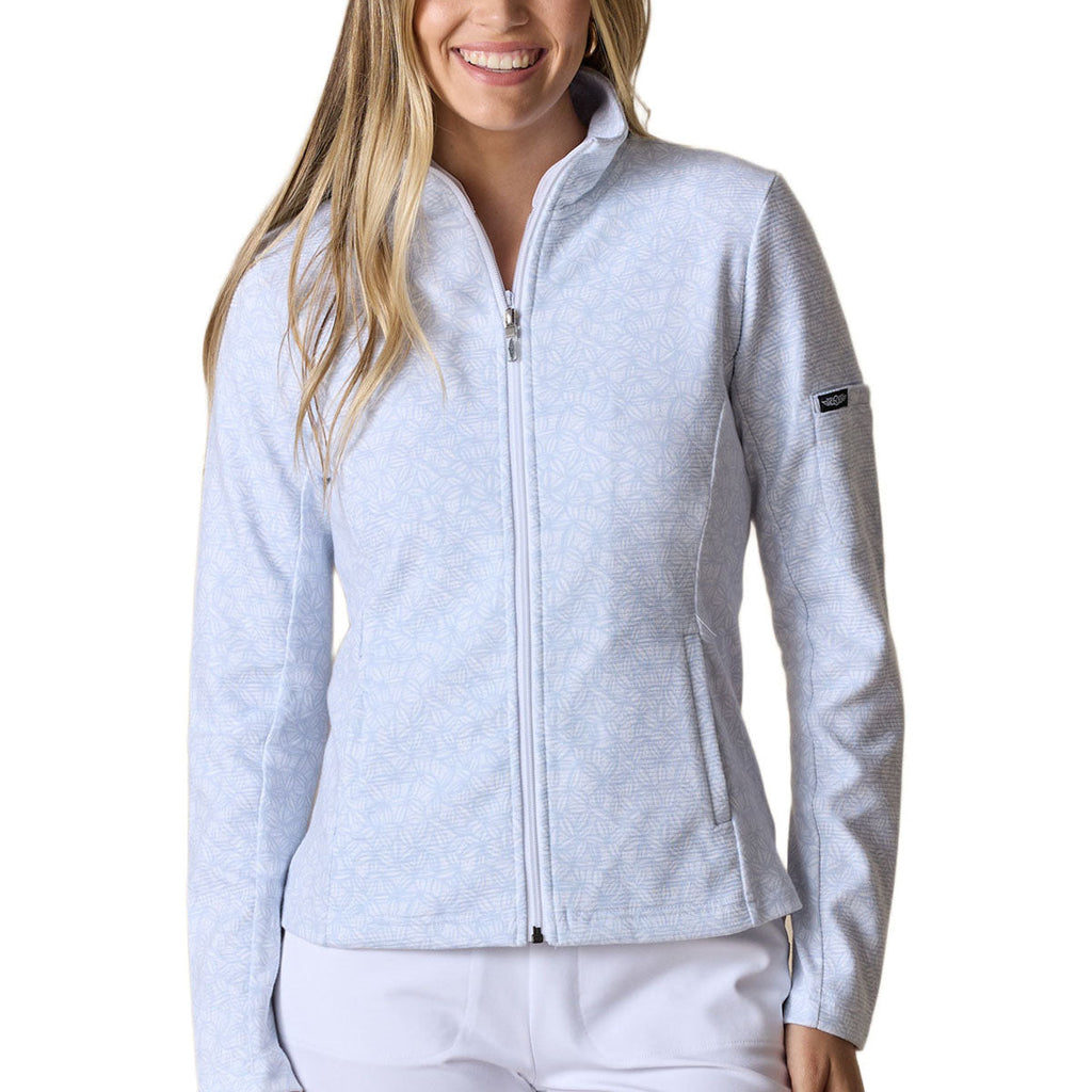 Straight Down Women's Leaves-Powder Blue Swing Jacket
