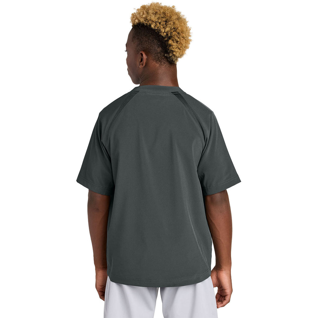 Sport-Tek Youth Iron Grey Repeat 1/2-Zip Short Sleeve Jacket