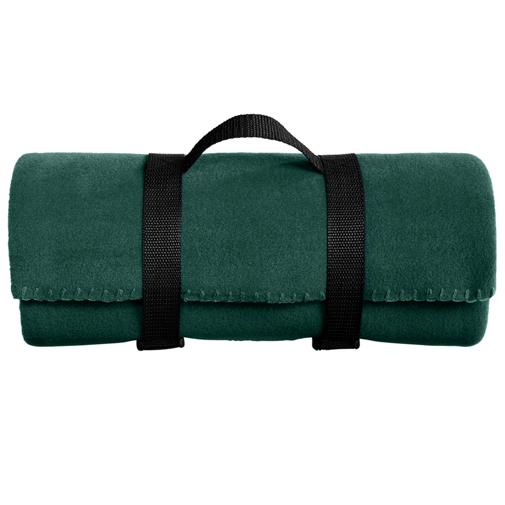 Port Authority Dark Green Value Fleece Blanket with Strap