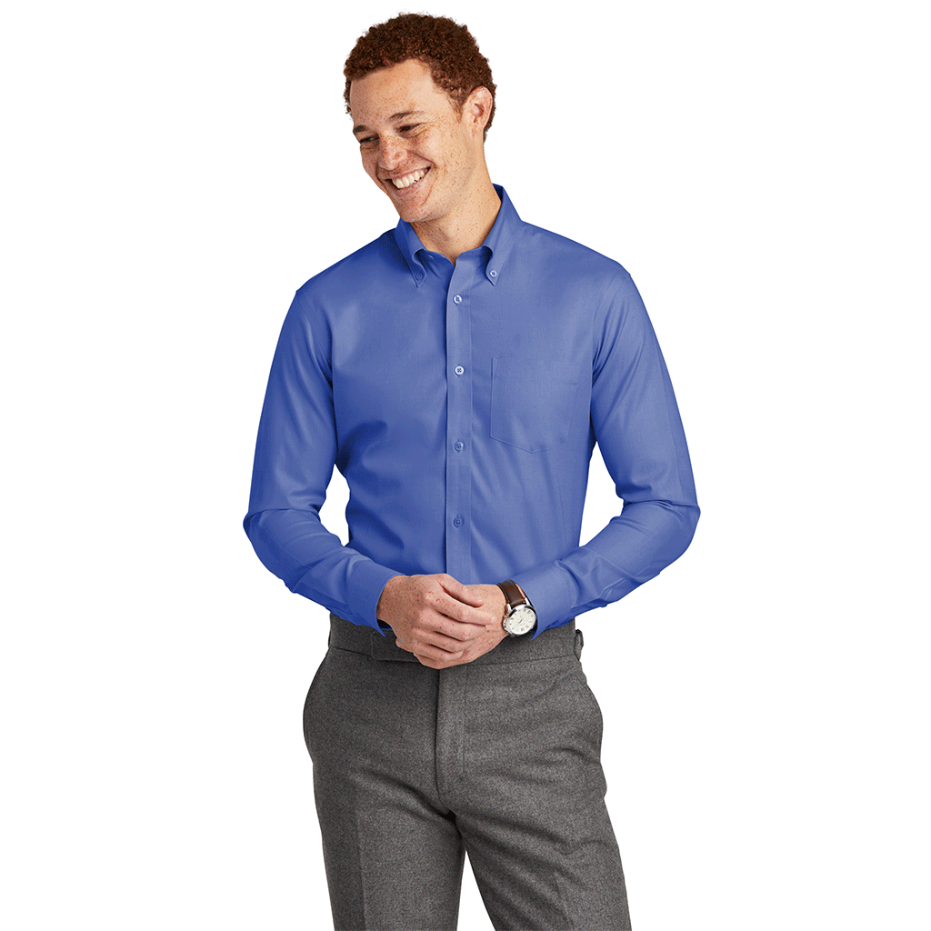 Brooks Brothers Men's Cobalt Blue Tall Wrinkle-Free Stretch Nailhead Shirt