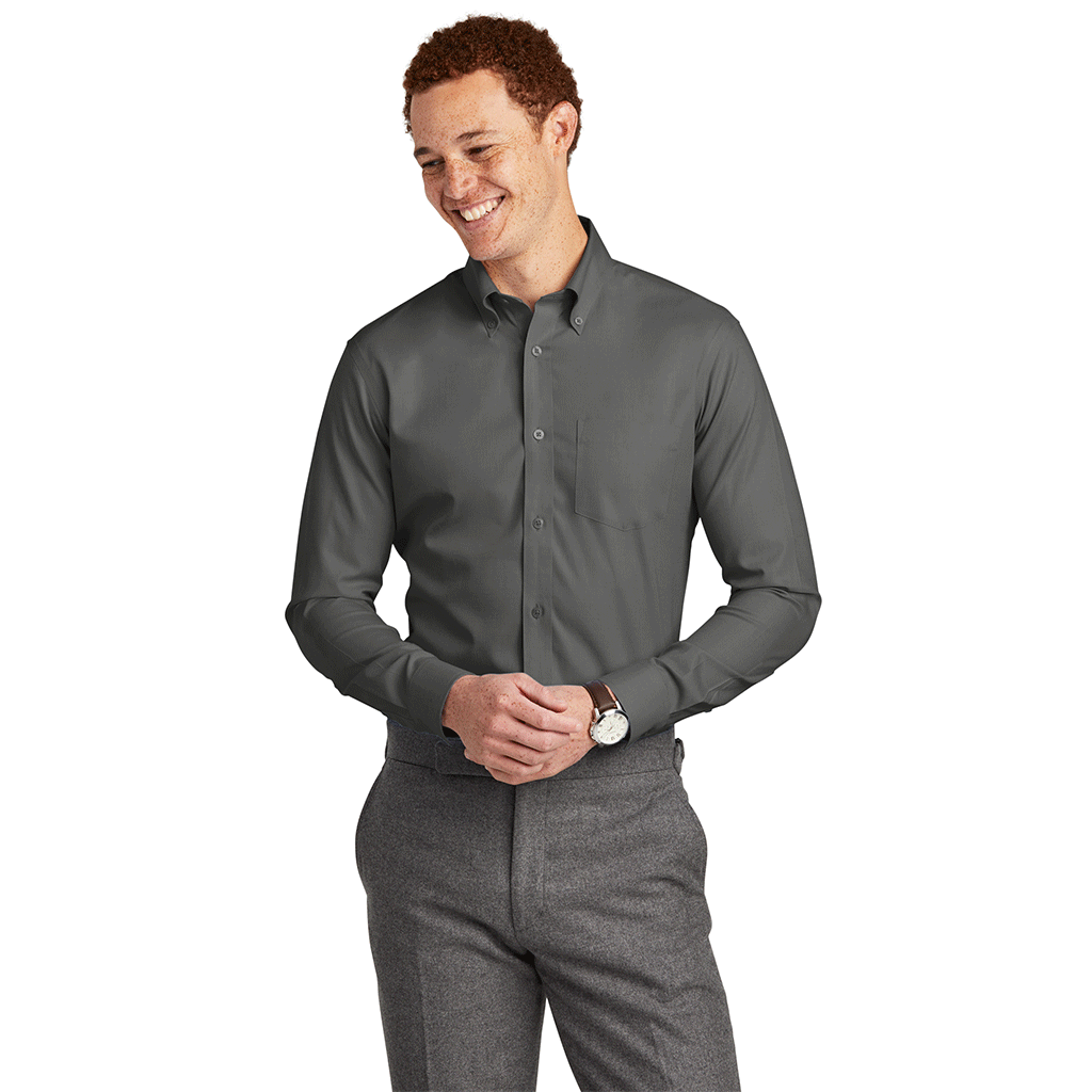 Brooks Brothers Men's Deep Black Tall Wrinkle-Free Stretch Nailhead Shirt