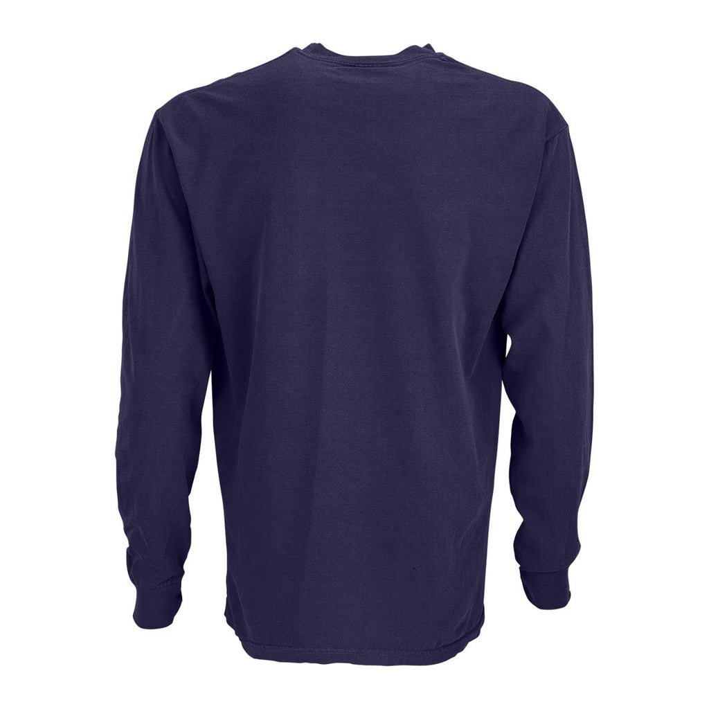 Vantage Men's Weathered Navy Color Wash Long Sleeve T-Shirt