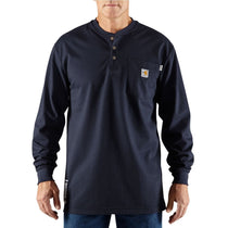 Carhartt Men's Dark Navy Flame-Resistant Carhartt Force Cotton L/S Henley