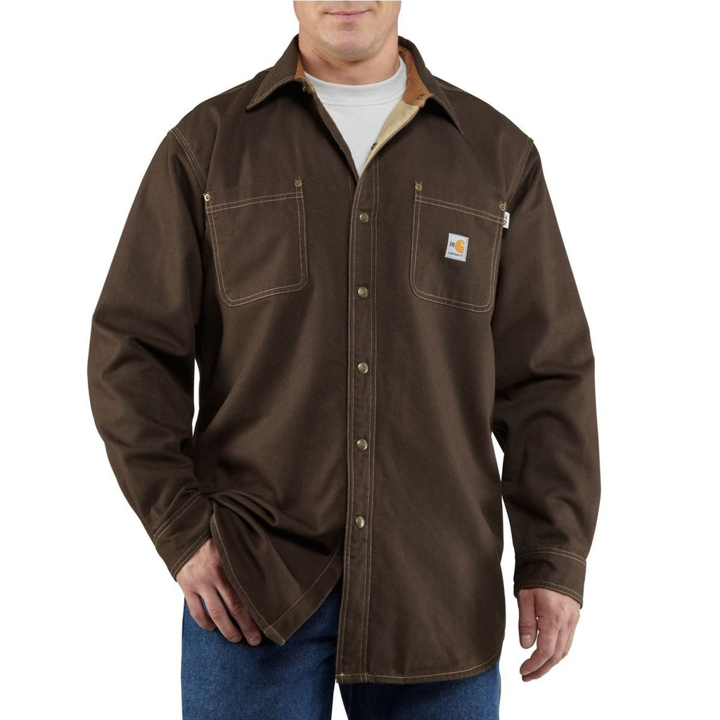 Carhartt Men's Dark Brown Flame-Resistant Canvas Shirt Jacket