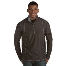 Antigua Men's Black/Steel Tempo Fine Stripe Quarter Zip