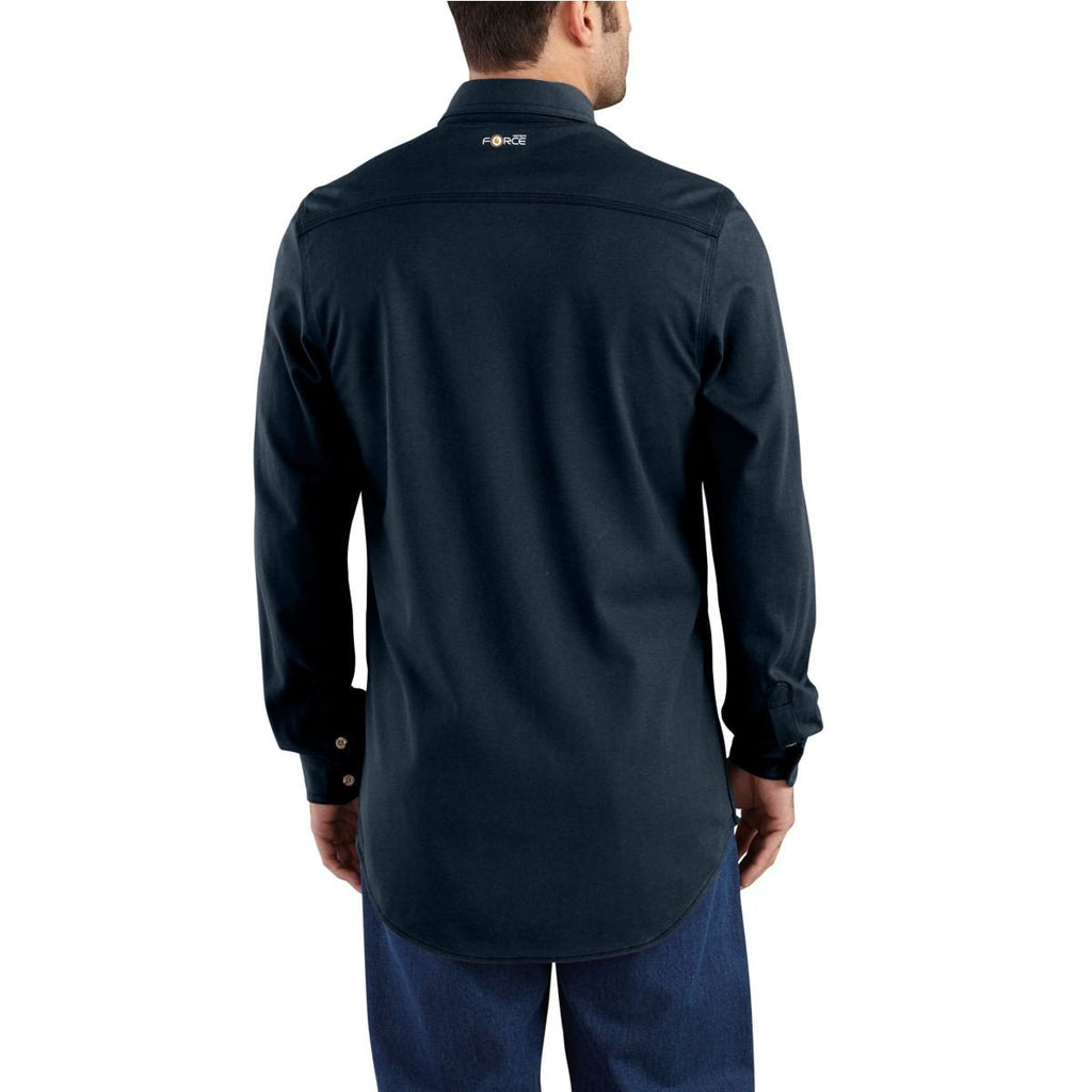 Carhartt Men's Dark Navy Flame-Resistant Force Cotton Hybrid Shirt
