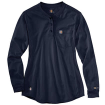 Carhartt Women's Dark Navy Force Cotton Long-Sleeve Henley