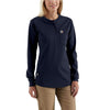Carhartt Women's Dark Navy Force Cotton Long-Sleeve Henley