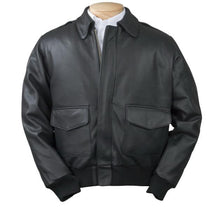 Burk's Bay Men's Black A-1 Cowhide Bomber Jacket