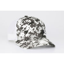 Pacific Headwear Snow/White Camo Snapback Trucker Mesh Cap