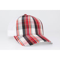 Pacific Headwear Plaid/Red Plaid Trucker Snapback Trucker Mesh Cap