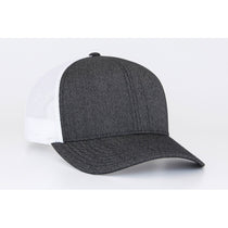 Pacific Headwear Black Heather/White Snapback Trucker Mesh Cap