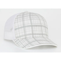 Pacific Headwear White Crosshatch Snapback Trucker Mesh Cap