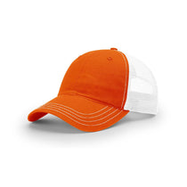 Richardson Orange/White Mesh Back Split Garment Washed Trucker Hat