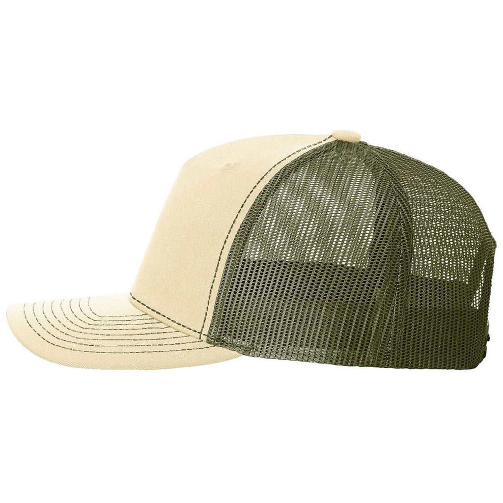 Richardson Beige/Loden Mesh Back Five Panel Trucker Hat