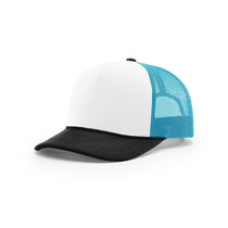 Richardson White/Neon Blue/Black Mesh Back Tri-Color Foamie Trucker Hat