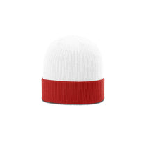 Richardson White/Red Rib Knit Beanie with Cuff
