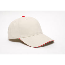 Pacific Headwear Khaki/Red Velcro Adjustable Brushed Twill Cap With Sandwich Visor