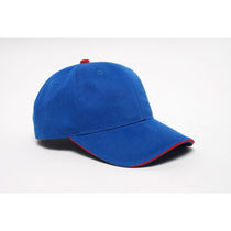 Pacific Headwear Royal/Red Velcro Adjustable Brushed Twill Cap With Sandwich Visor