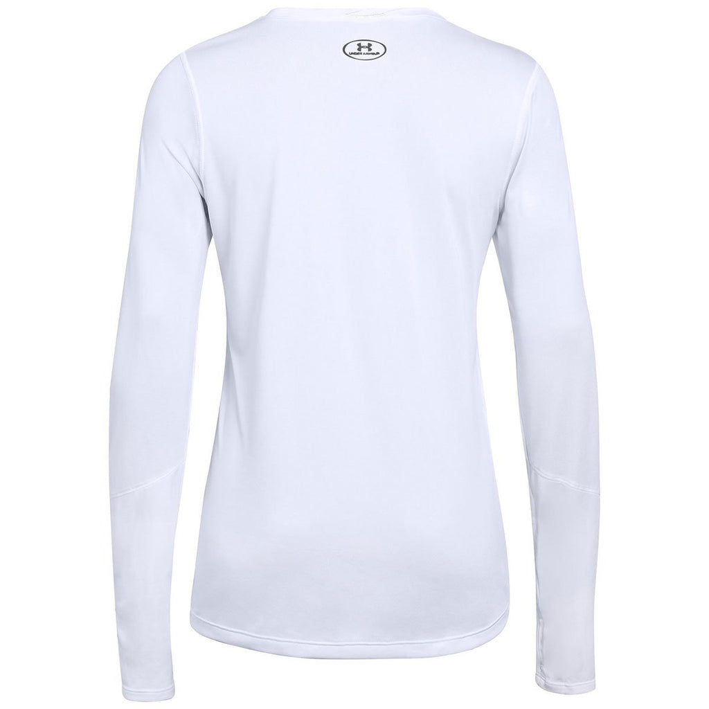 Under Armour Women's White Locker Tee Long Sleeve 2.0