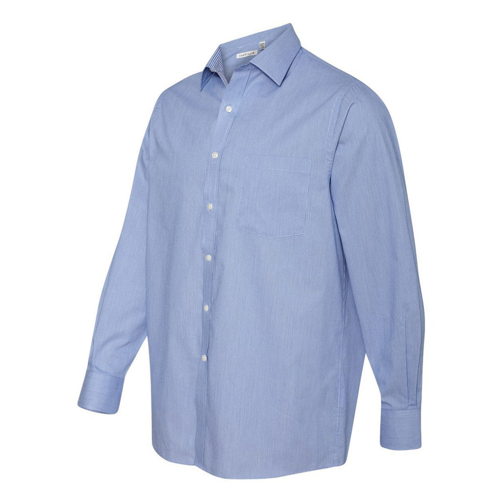 Van Heusen Men's Blue Feather Stripe With Contrast Long Sleeve Shirt