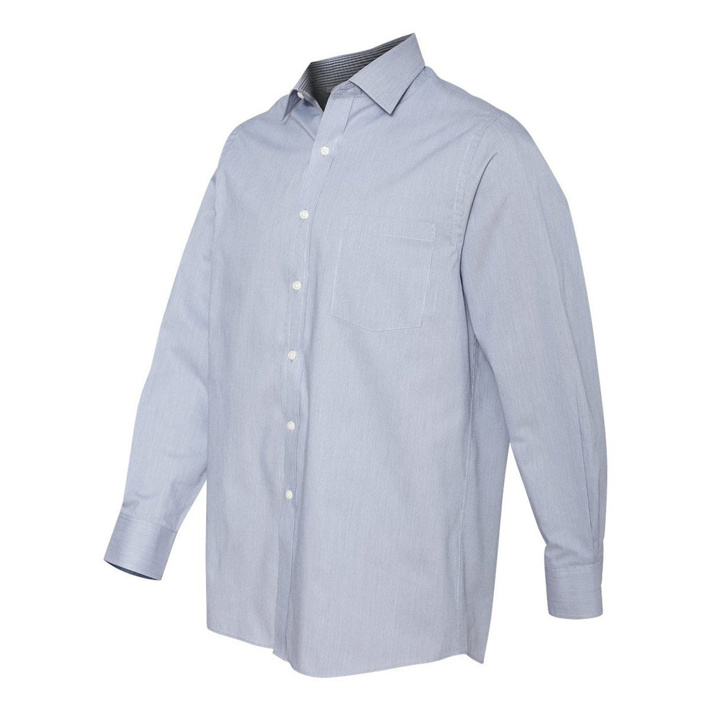 Van Heusen Men's Grey Feather Stripe With Contrast Long Sleeve Shirt