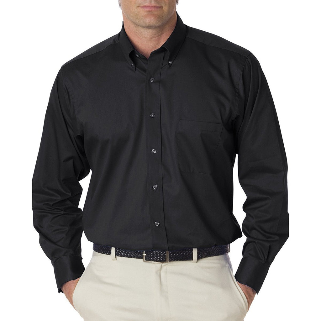 Van Heusen Men's Black Twill Long Sleeve Dress Shirt