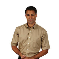 Van Heusen Men's Khaki Twill Short Sleeve Dress Shirt