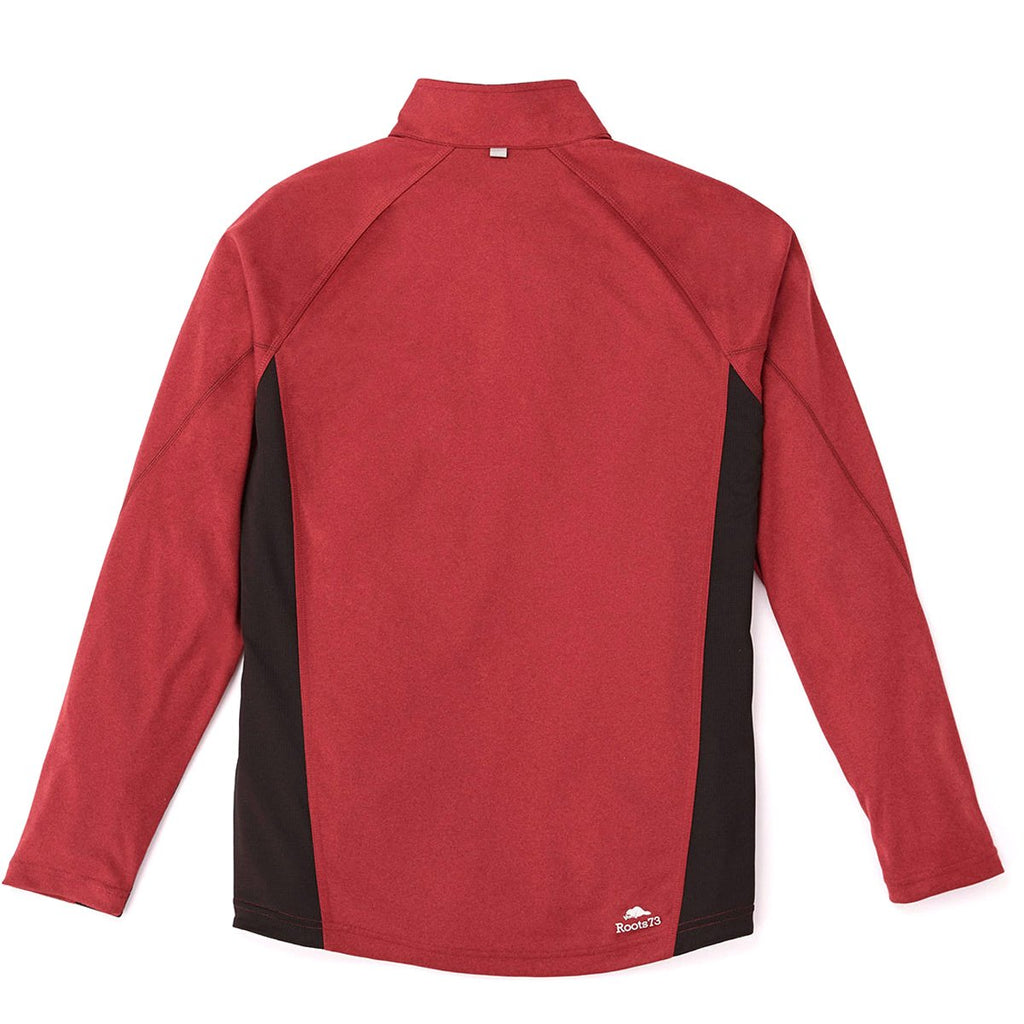 Roots73 Men's Dark Red Heather/Black Birchlake Tech Quarter Zip