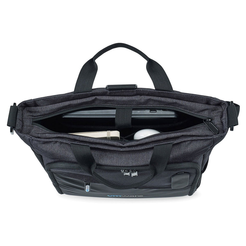 Life in Motion Black/Dark Grey Heather Linked Charging Computer Tote