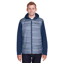 Columbia Men's Collegiate Navy Heather Stripe Print Powder Lite Hybrid Jacket
