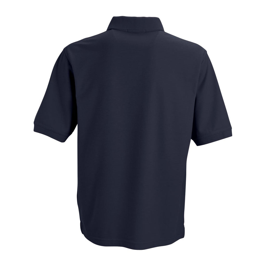 Vantage Men's Navy Soft-Blend Double-Tuck Pique Polo
