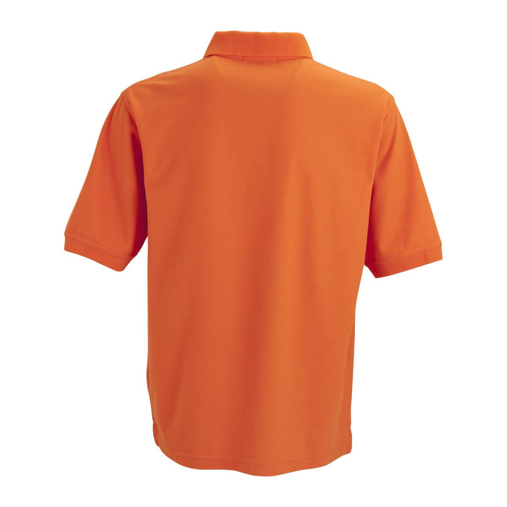 Vantage Men's Orange Soft-Blend Double-Tuck Pique Polo