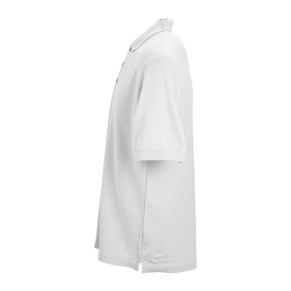 Vantage Men's White Soft-Blend Double-Tuck Pique Polo