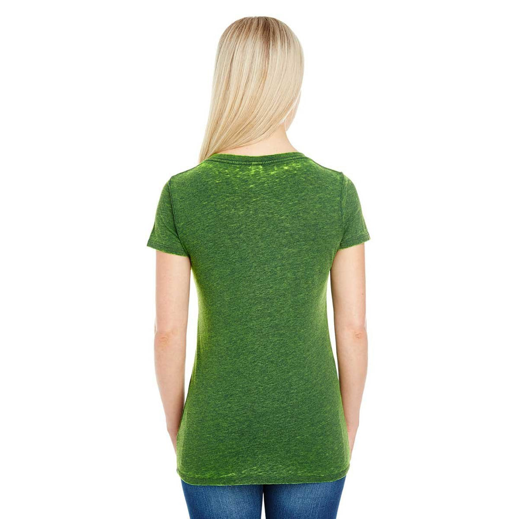 Threadfast Women's Emerald Cross Dye Short-Sleeve V-Neck T-Shirt