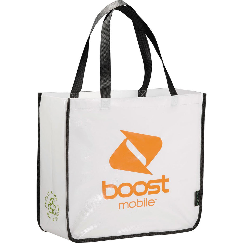 Leed's White Large Laminated Non-Woven Shopper Tote