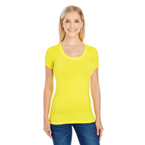 Threadfast Women's Active Yellow Spandex Short-Sleeve Scoop Neck T-Shirt