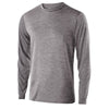 Holloway Youth Graphite Heather Polyester Long Sleeve Gauge Shirt