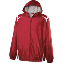 Holloway Men's Scarlet/White Full Zip Hooded Collision Jacket