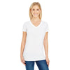 Threadfast Women's White Pigment Dye Short-Sleeve V-Neck T-Shirt