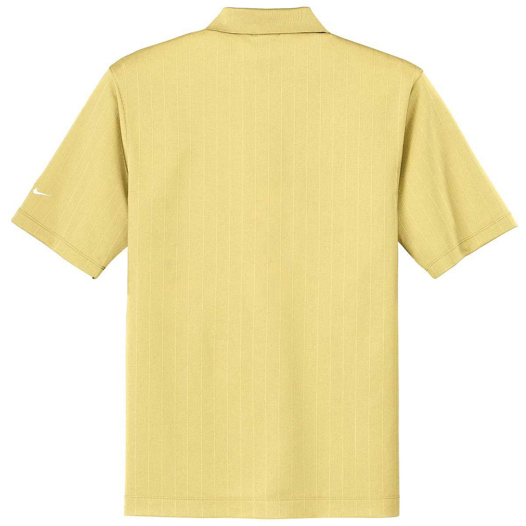 Nike Men's Light Yellow Dri-FIT Short Sleeve Textured Polo
