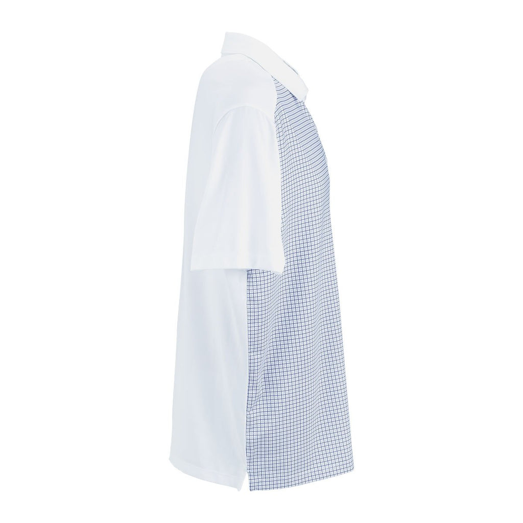 Vantage Men's White/Navy/Grey Stripes Pro Tattersall Polo