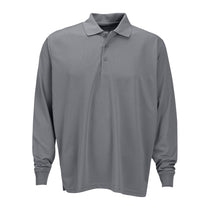 Vantage Men's Grey Omega Long Sleeve Solid Mesh Tech Polo