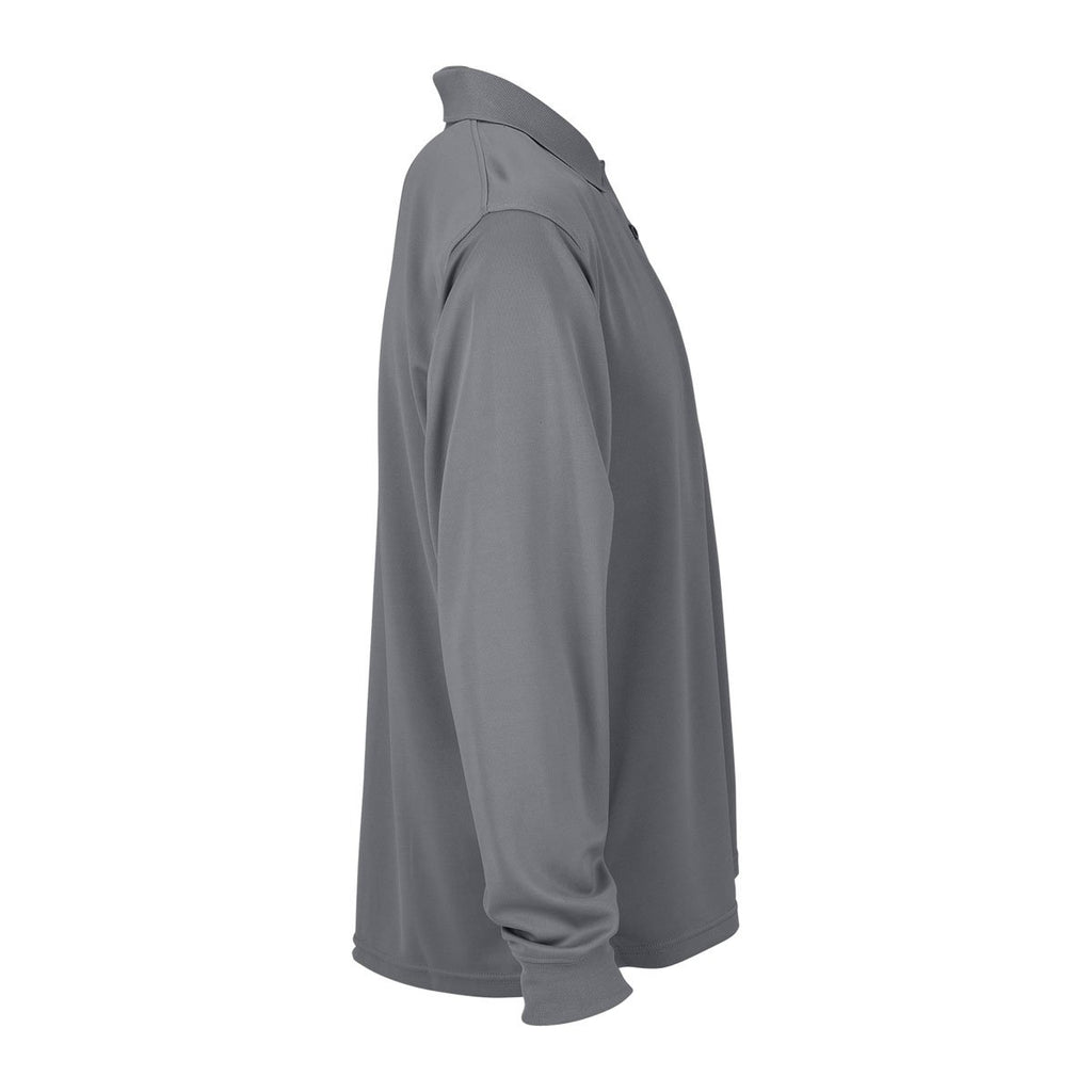 Vantage Men's Grey Omega Long Sleeve Solid Mesh Tech Polo